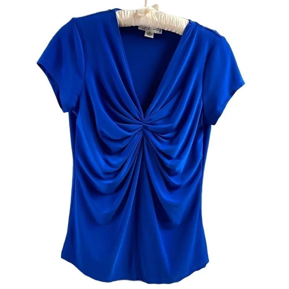 Josephine Studio Ladies Gathered Ruched Dress Top Size Petite Medium Royal Blue